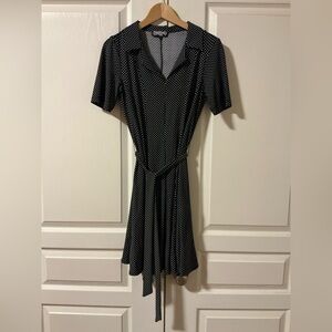 Trisisto Femme White & Black Polka Dot Wrap Dress, S